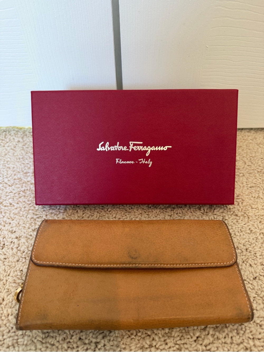 Vintage Salvatore Ferragamo Tan Leather Continental Wallet